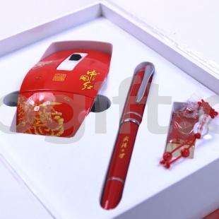武汉大学纪念品 中国红 无线鼠标 实用礼品套装