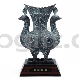 湖北特色工艺品 送领导 高端人士 青铜双凤尊