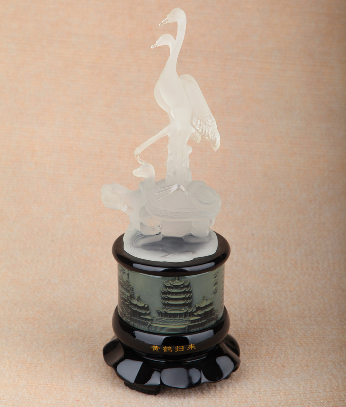 湖北武汉特色礼品 龟鹤工艺品 水晶黄鹤归来