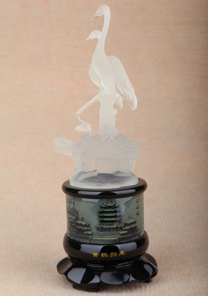 湖北武汉特色礼品 龟鹤工艺品 水晶黄鹤归来