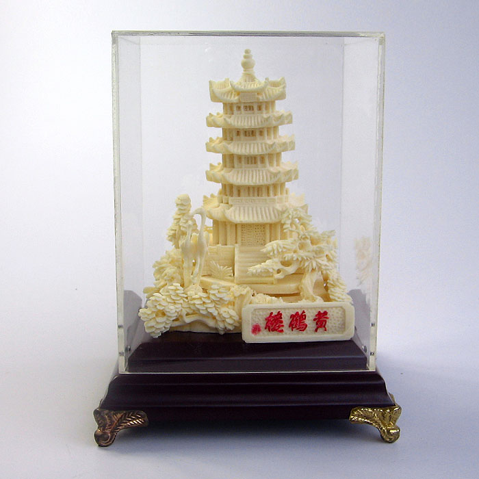 武汉黄鹤楼纪念品 骨雕黄鹤楼