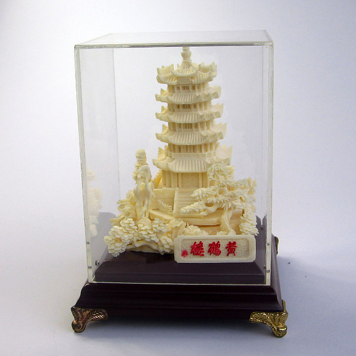 武汉黄鹤楼纪念品 骨雕黄鹤楼