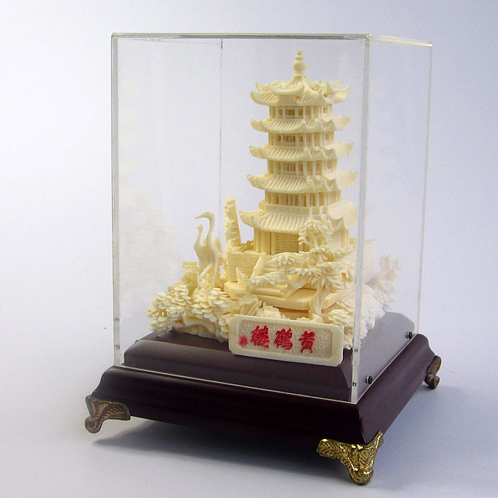 武汉黄鹤楼纪念品 骨雕黄鹤楼