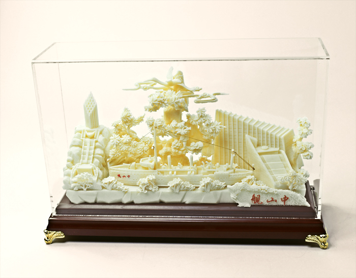 湖北纪念品中山舰骨雕工艺品