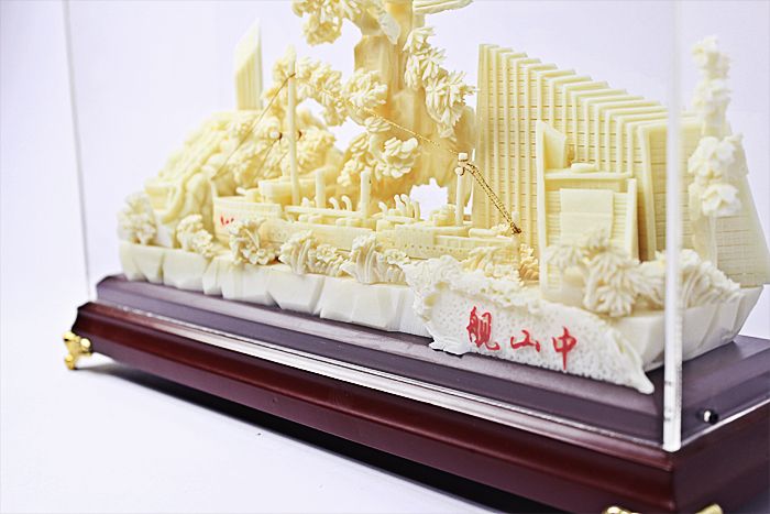 湖北纪念品中山舰骨雕工艺品
