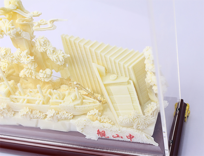 湖北纪念品中山舰骨雕工艺品