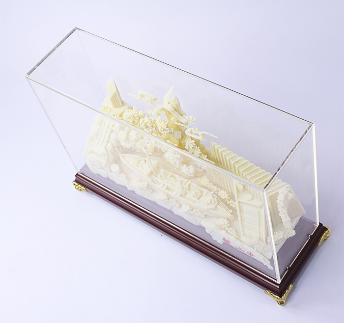 湖北纪念品中山舰骨雕工艺品